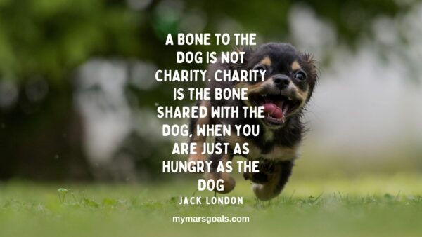 A bone to the dog is not charity. Charity is the bone shared with the dog, when you are just as hungry as the dog