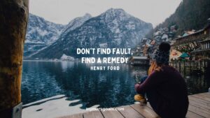 Don't find fault, find a remedy