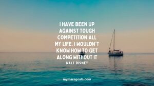 I have been up against tough competition all my life. I wouldn't know how to get along without it