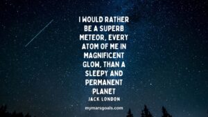 I would rather be a superb meteor, every atom of me in magnificent glow, than a sleepy and permanent planet