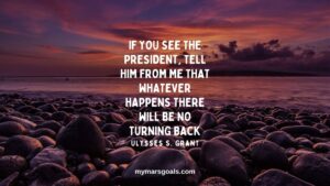 If you see the President, tell him from me that whatever happens there will be no turning back