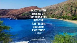 Inject a few raisins of conversation into the tasteless dough of existence