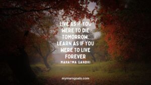 Live as if you were to die tomorrow. Learn as if you were to live forever