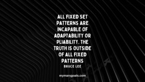 All fixed set patterns are incapable of adaptability or pliability. The truth is outside of all fixed patterns