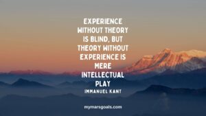 Experience without theory is blind, but theory without experience is mere intellectual play