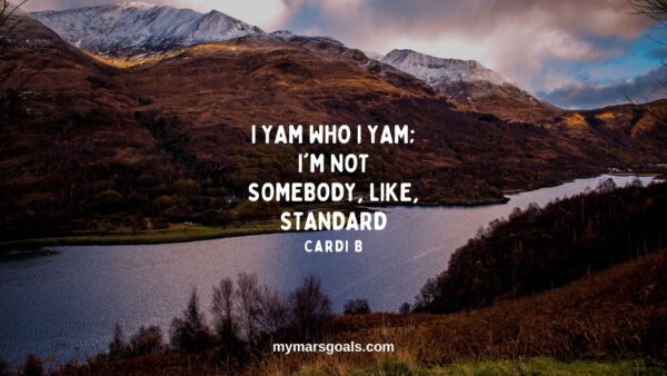 I yam who I yam; I'm not somebody, like, standard