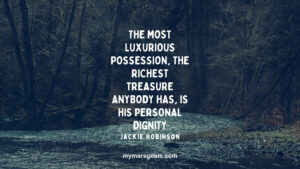 The most luxurious possession, the richest treasure anybody has, is his personal dignity