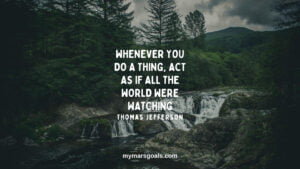 Whenever you do a thing, act as if all the world were watching