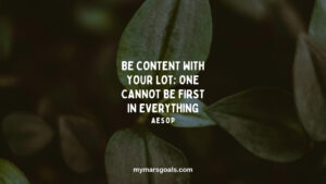 Be content with your lot; one cannot be first in everything