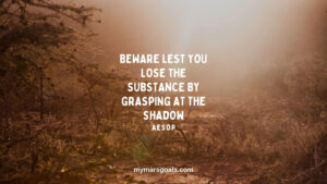Beware lest you lose the substance by grasping at the shadow