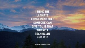 I think the ultimate compliment that someone can give you is that you're a technician
