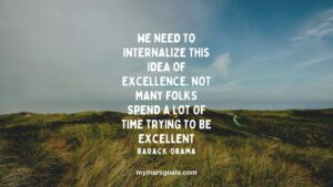 We need to internalize this idea of excellence. Not many folks spend a lot of time trying to be excellent