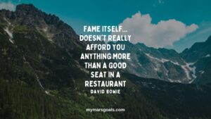 Fame itself... doesn't really afford you anything more than a good seat in a restaurant