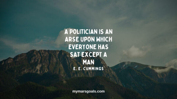 A politician is an arse upon which everyone has sat except a man