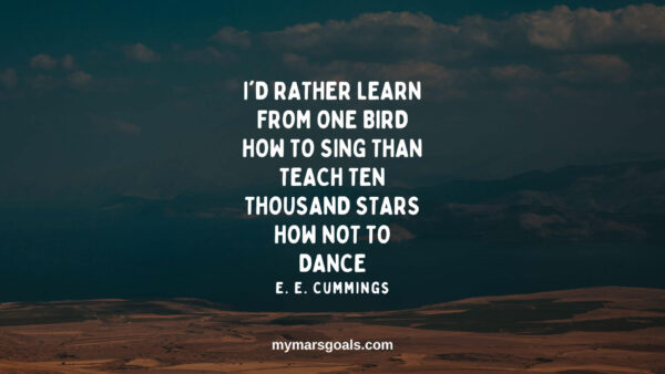 I'd rather learn from one bird how to sing than teach ten thousand stars how not to dance