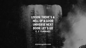 Listen; there's a hell of a good universe next door let's go