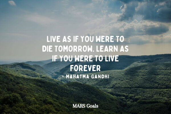 Live as if you were to die tomorrow. Learn as if you were to live forever