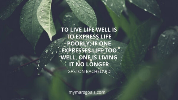 To live life well is to express life poorly; if one expresses life too well, one is living it no longer